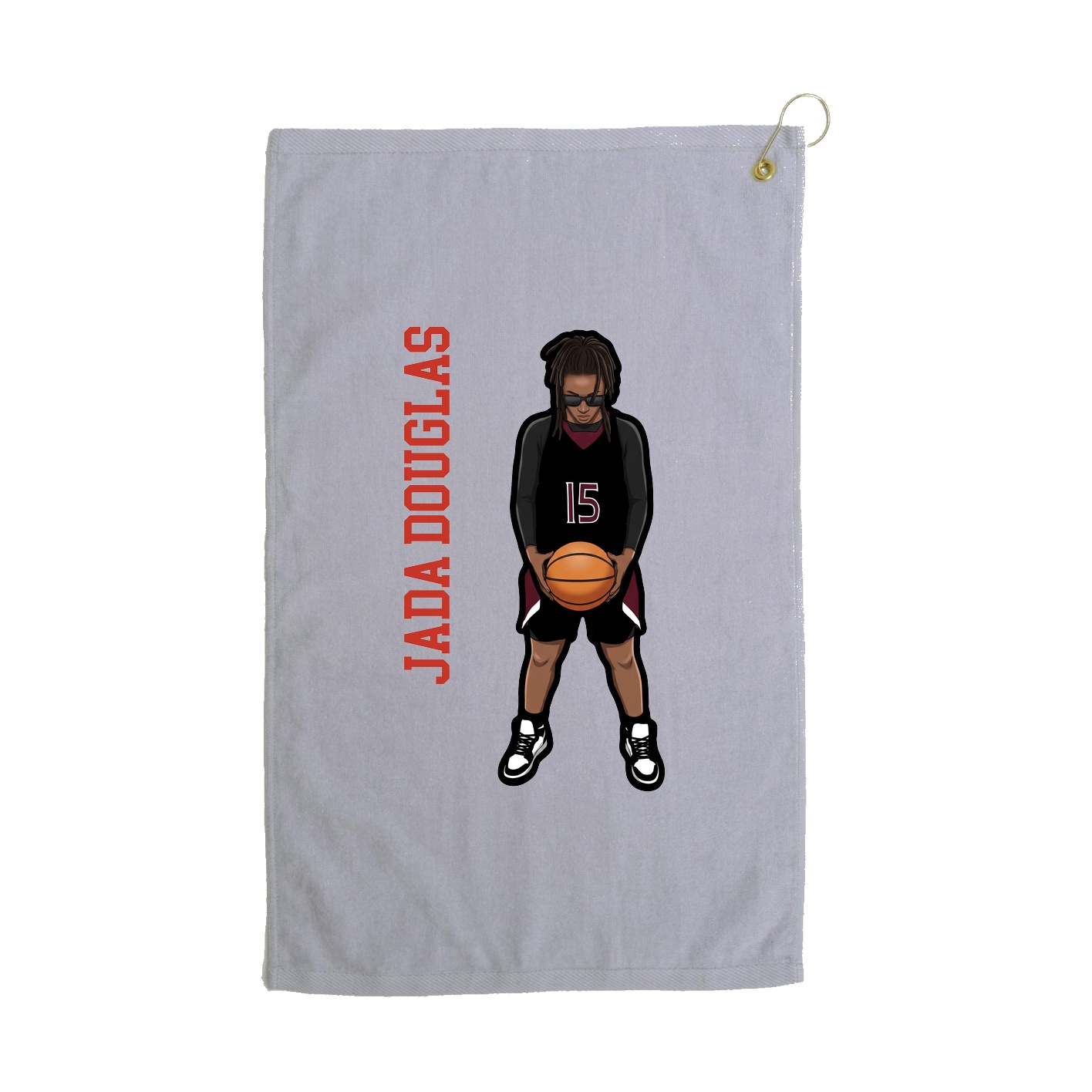 Golf Towel — Name Vertical in Grey