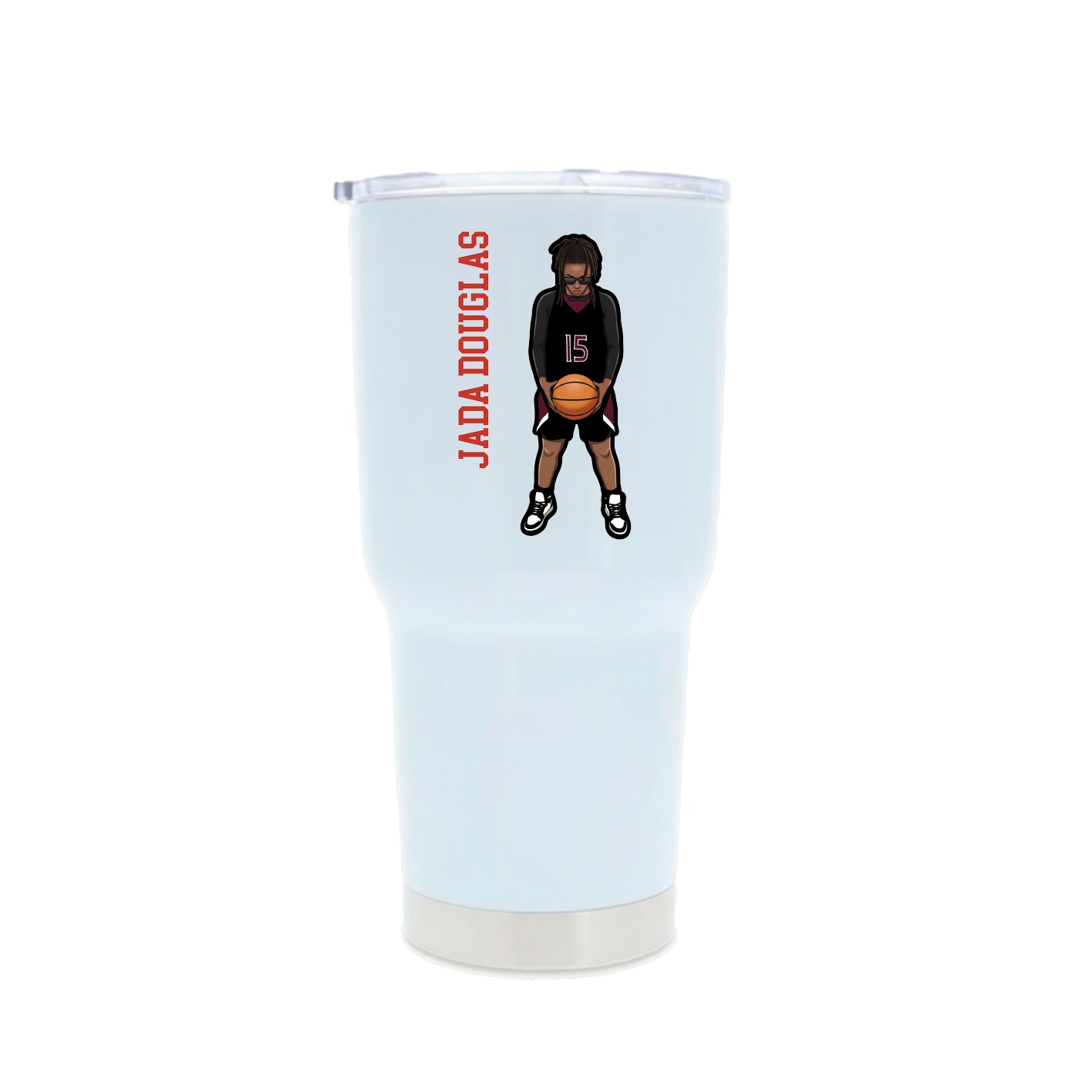 30oz Stainless Steel Tumbler — Name Vertical in White