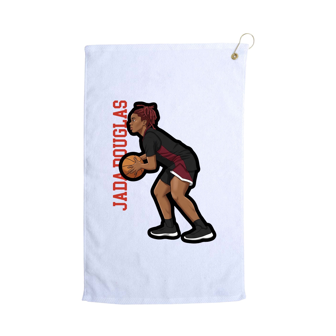 Golf Towel — Name Vertical in White