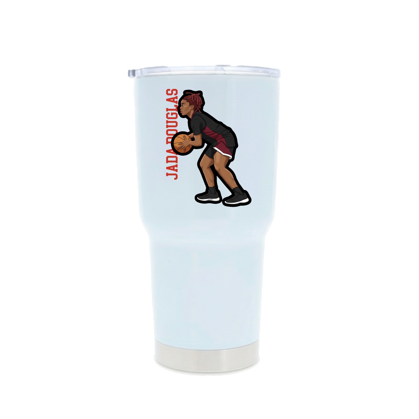 30oz Stainless Steel Tumbler — Name Vertical in White