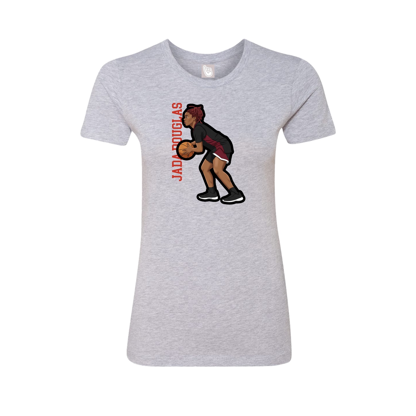 Fitted Women's Tee — Name Vertical in Grey