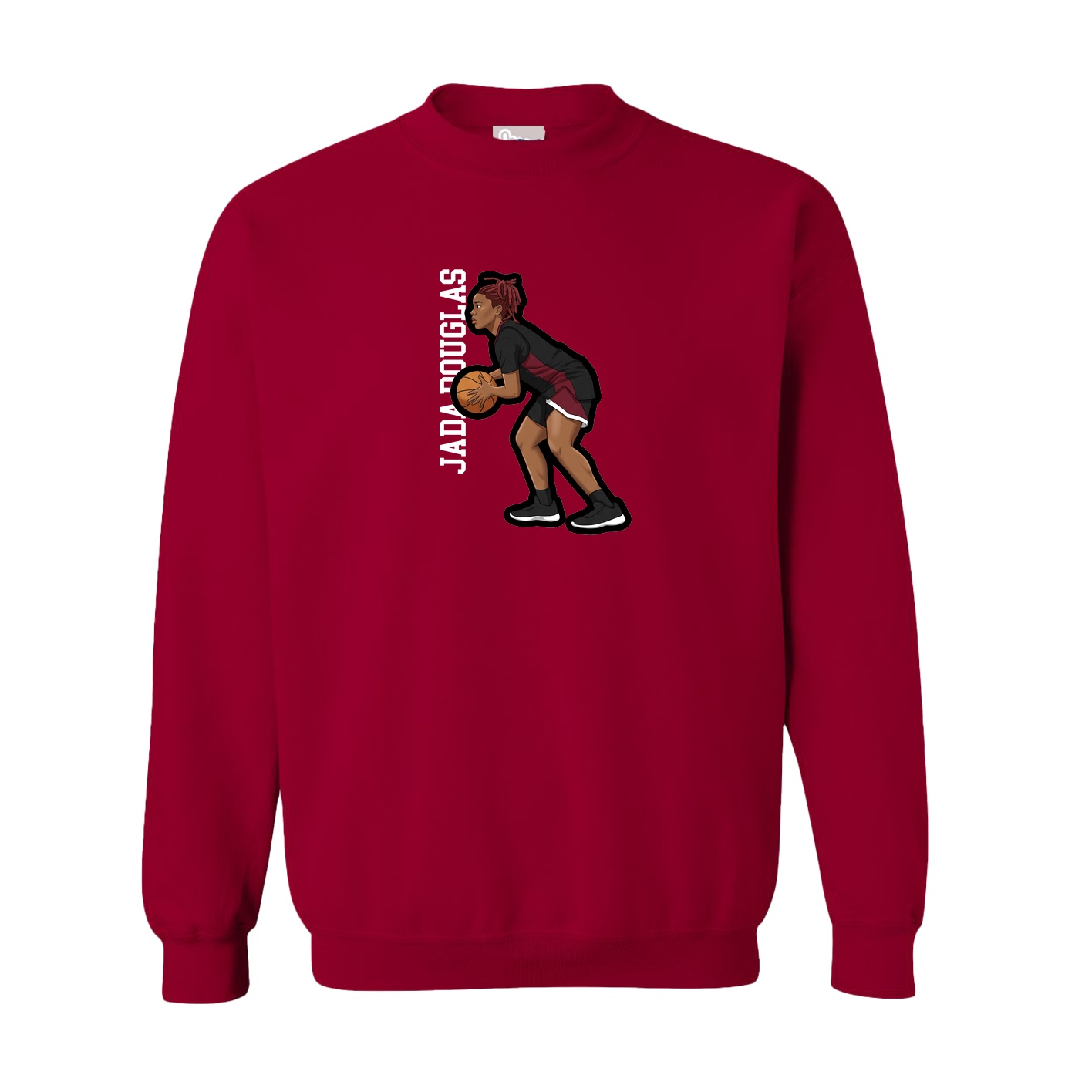 Fleece Crew — Name Vertical in Cardinal