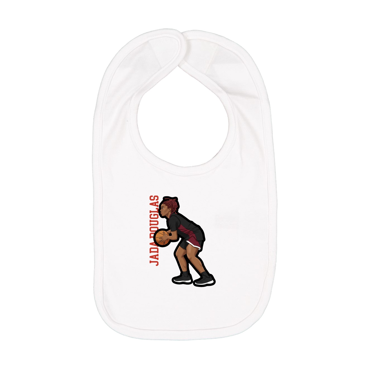 Infant Bib — Name Vertical in White