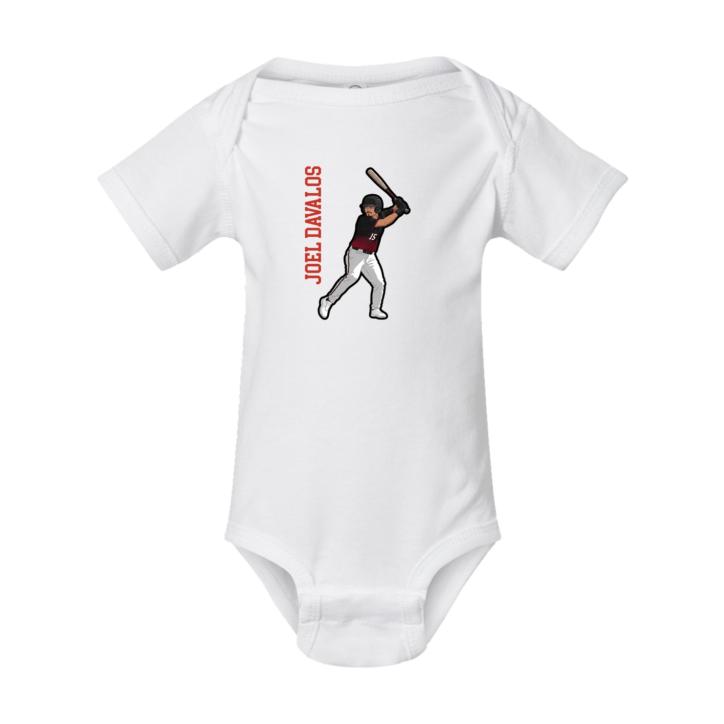 Baby Onesie — Name Vertical in White