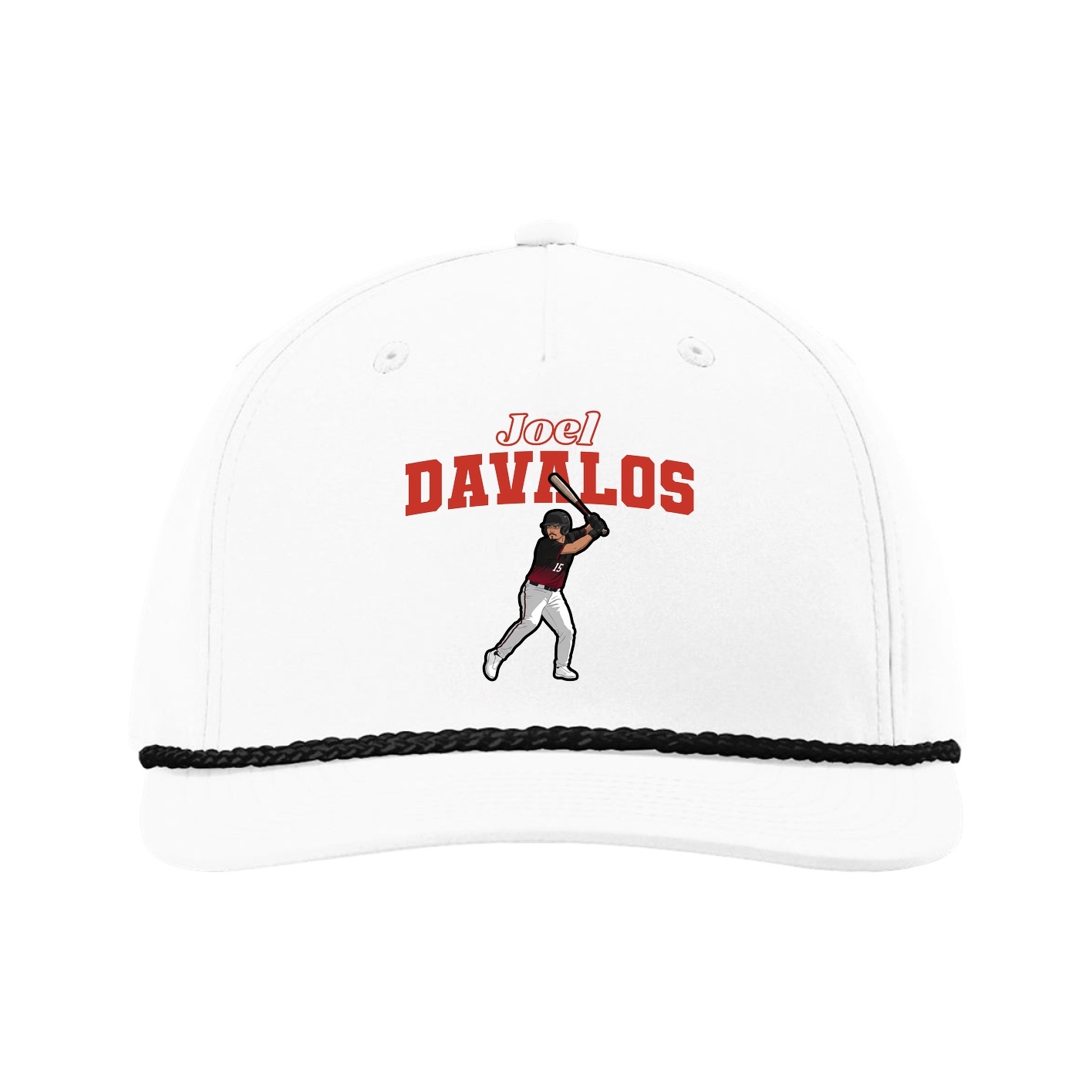 Five-Panel Classic Rope Cap — Name Arch in White