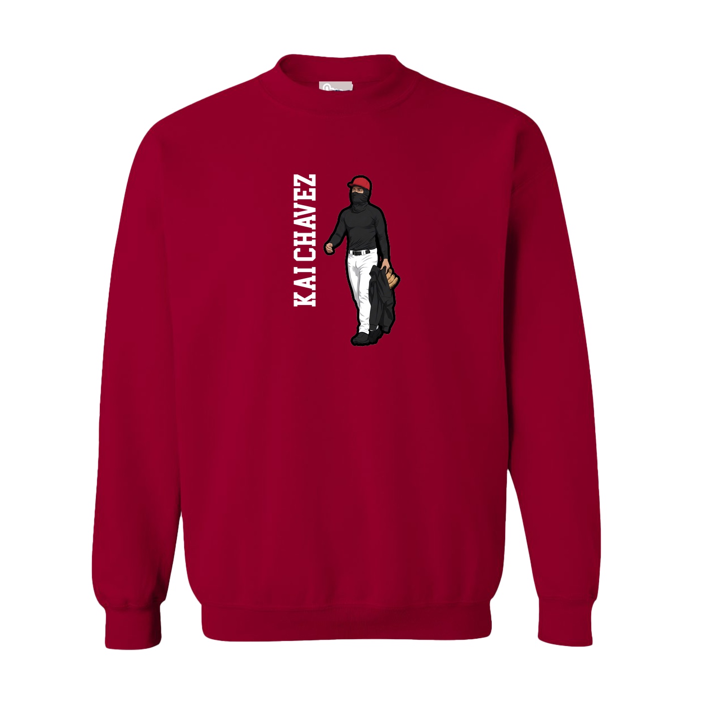 Fleece Crew — Name Vertical in Cardinal