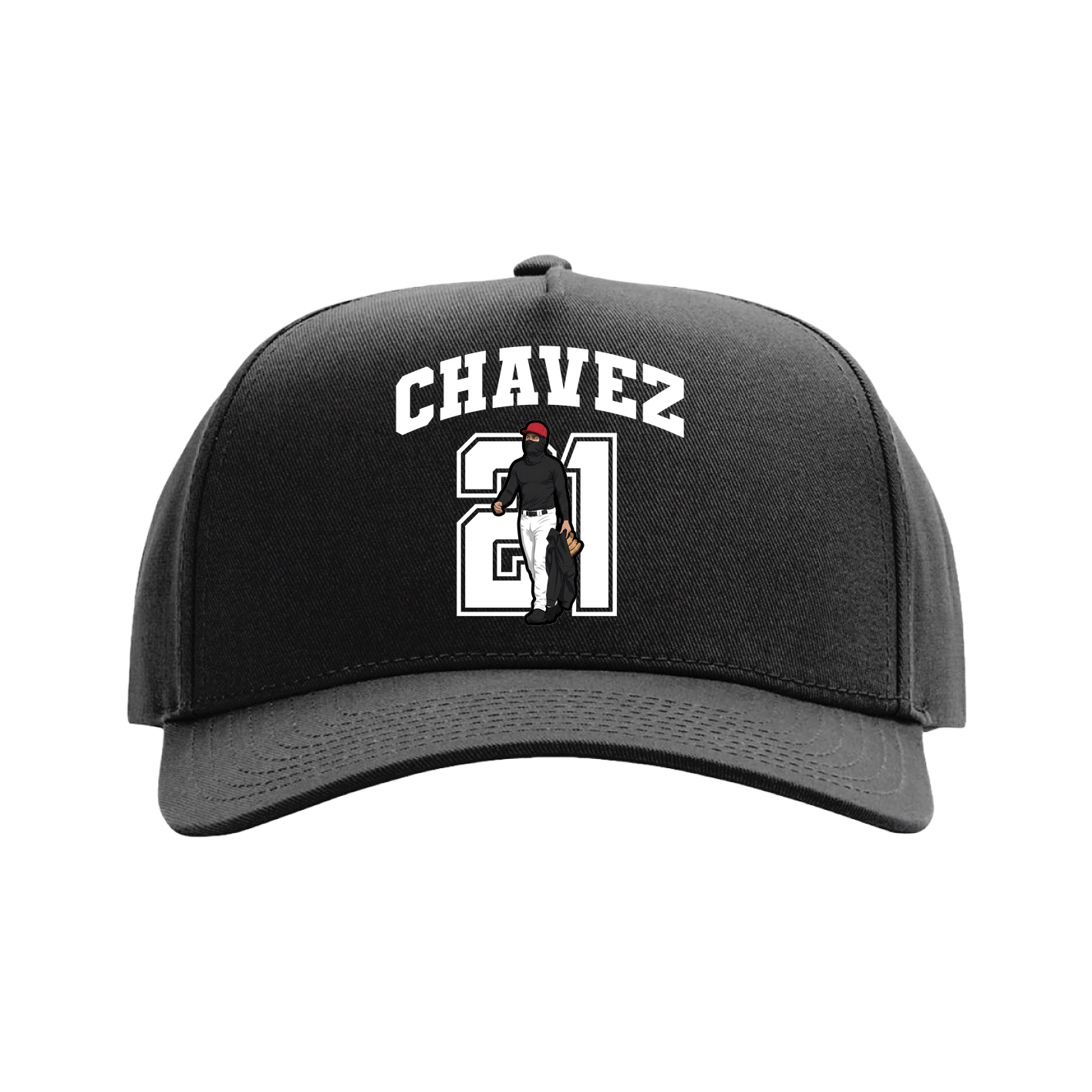 Full Fabric Five-Panel Champ Cap — Number in Black