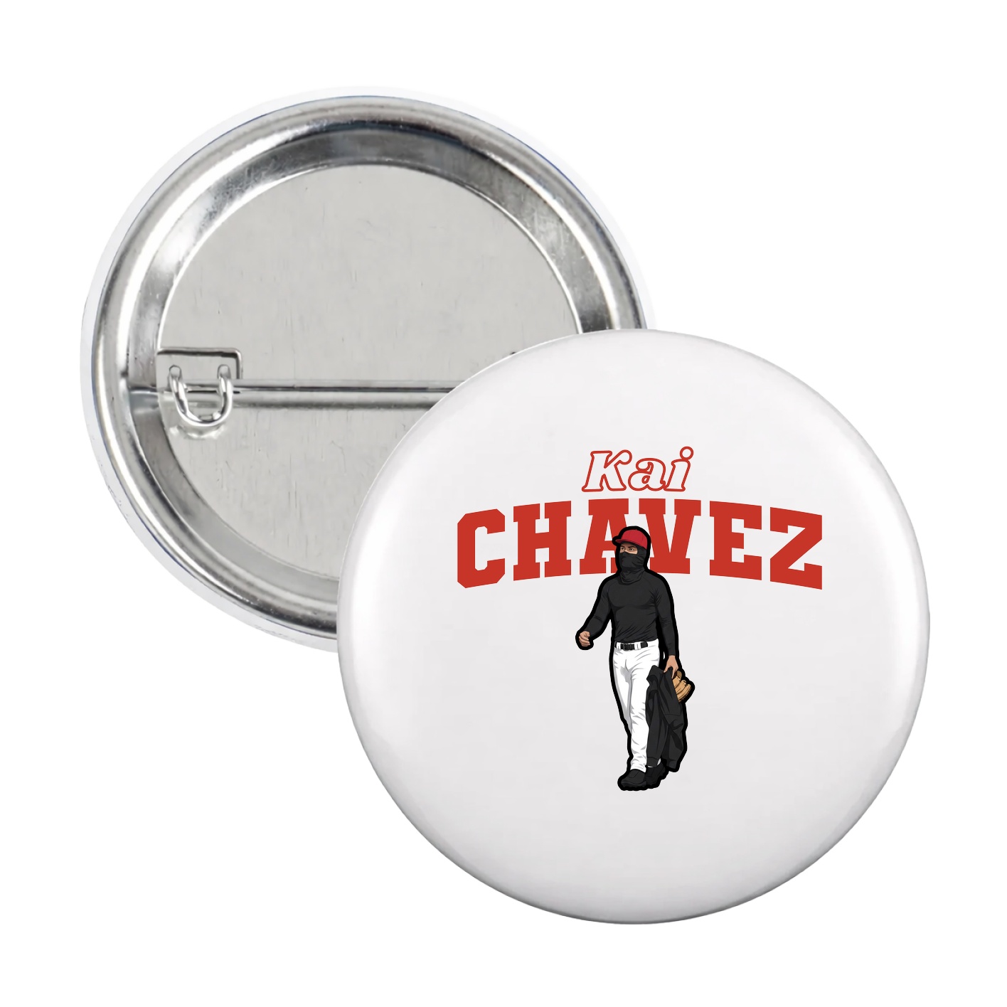 Game Day Button — Name Arch in White