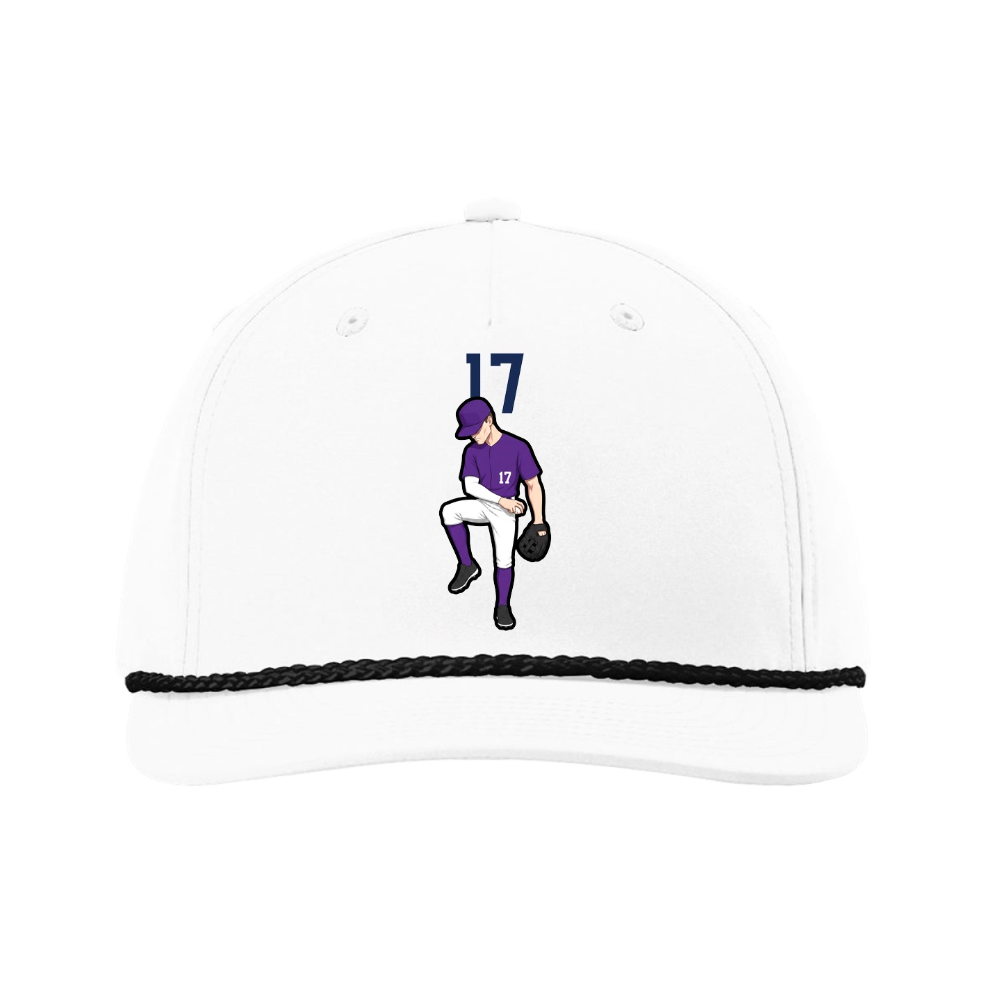 Five-Panel Classic Rope Cap — Number Top in White