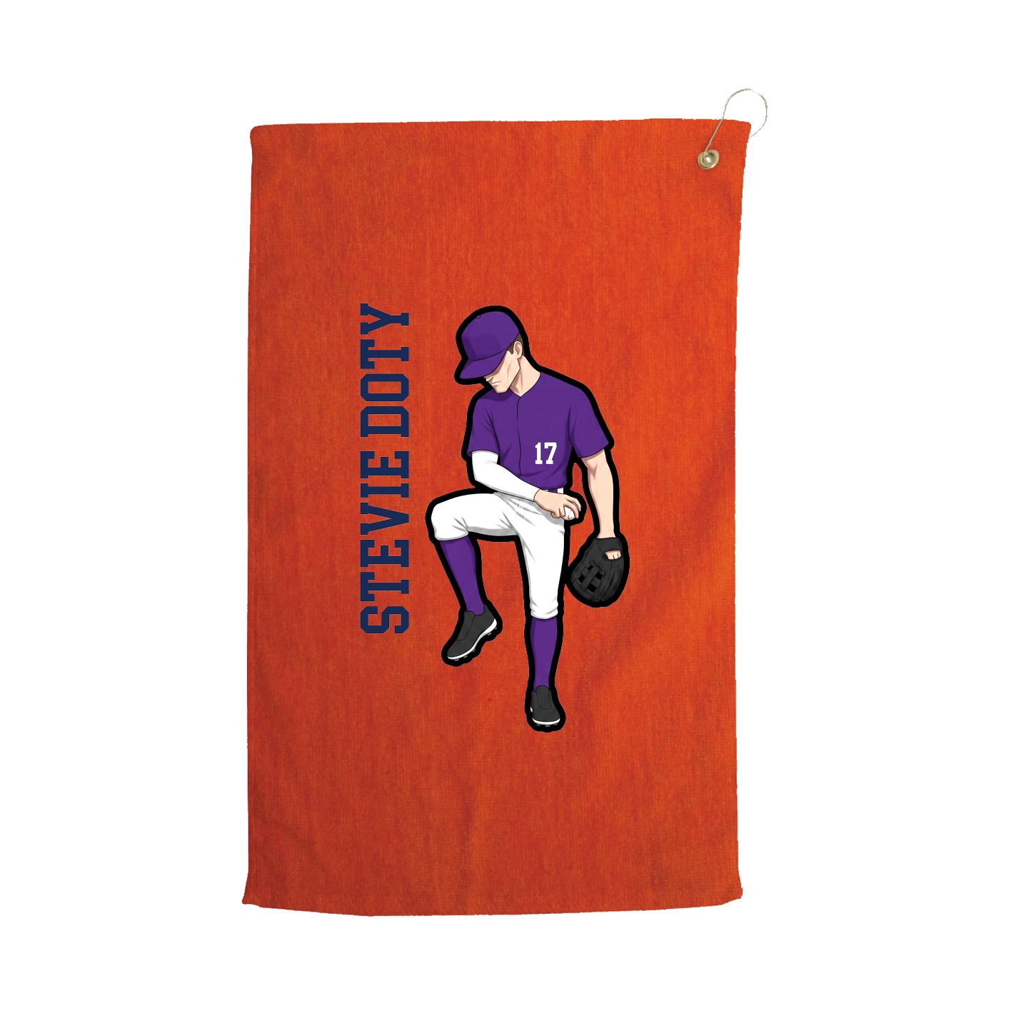 Golf Towel — Name Vertical in Orange