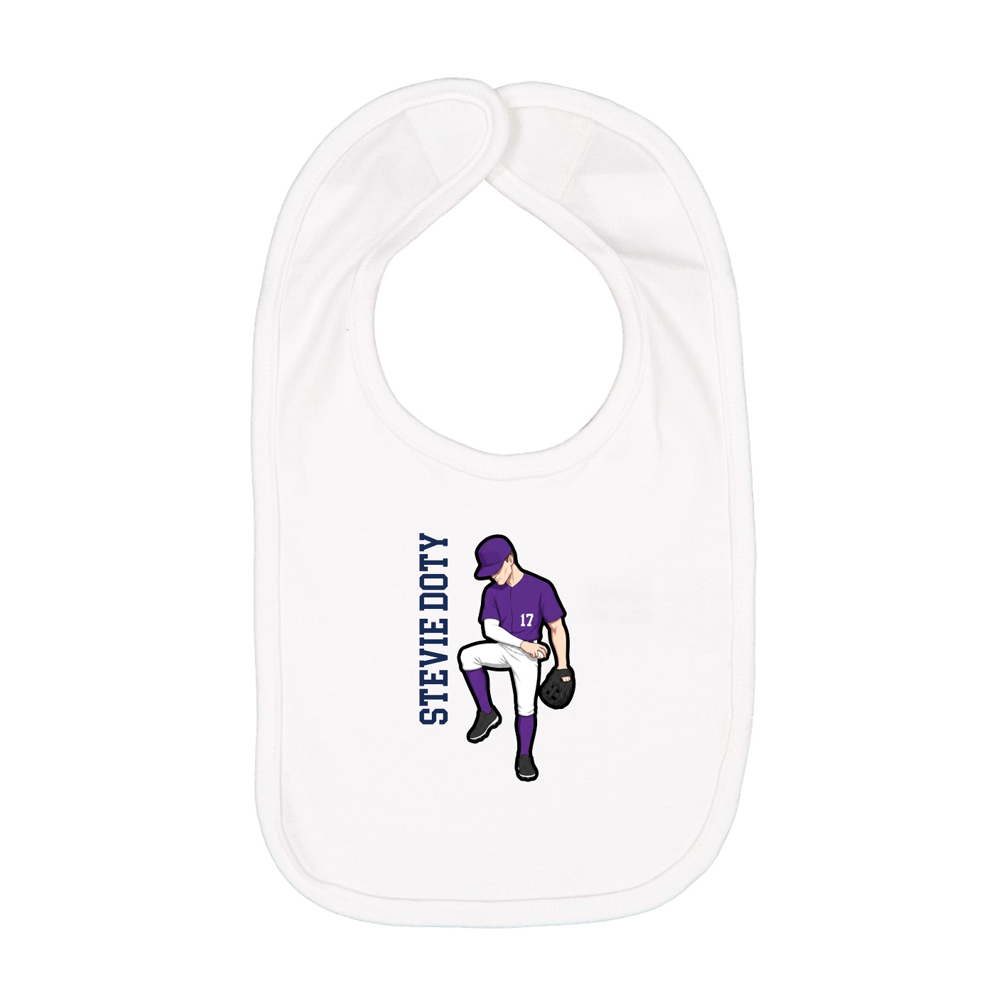 Infant Bib — Name Vertical in White
