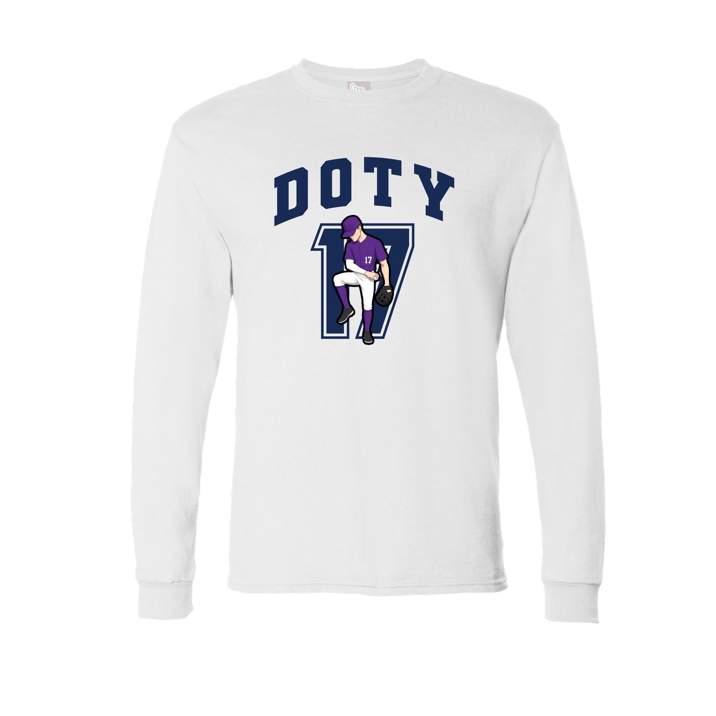 Long Sleeve Tee — Number in White