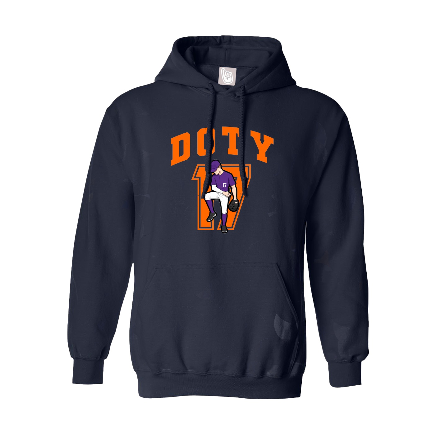 Youth Hoodie — Number in Navy