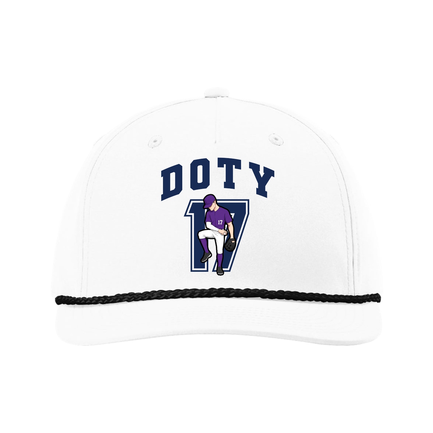 Five-Panel Classic Rope Cap — Number in White