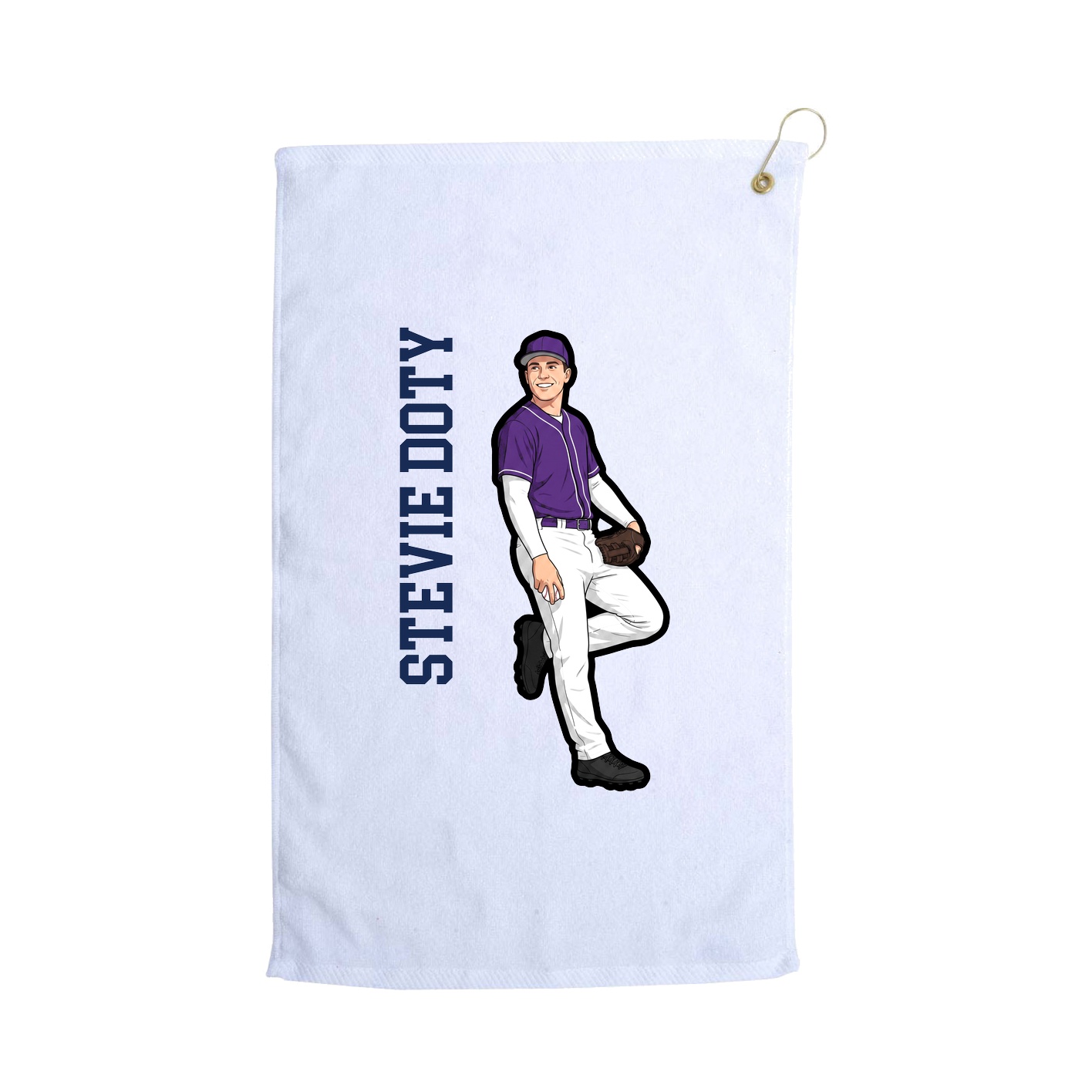 Golf Towel — Name Vertical in White