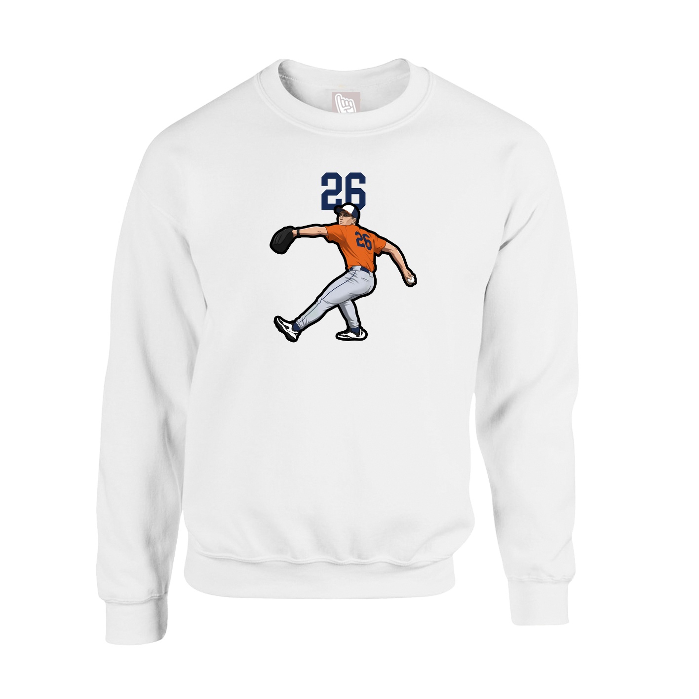 Fleece Crew — Number Top in White