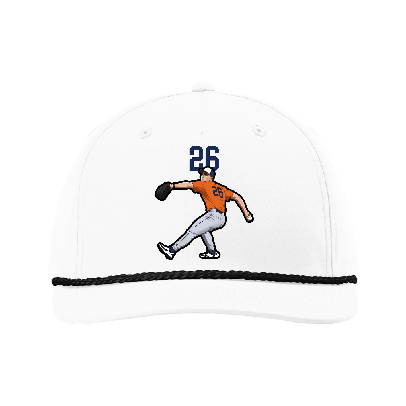 Five-Panel Classic Rope Cap — Number Top in White