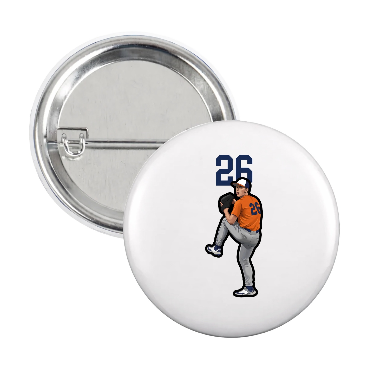 Game Day Button — Number Top in White