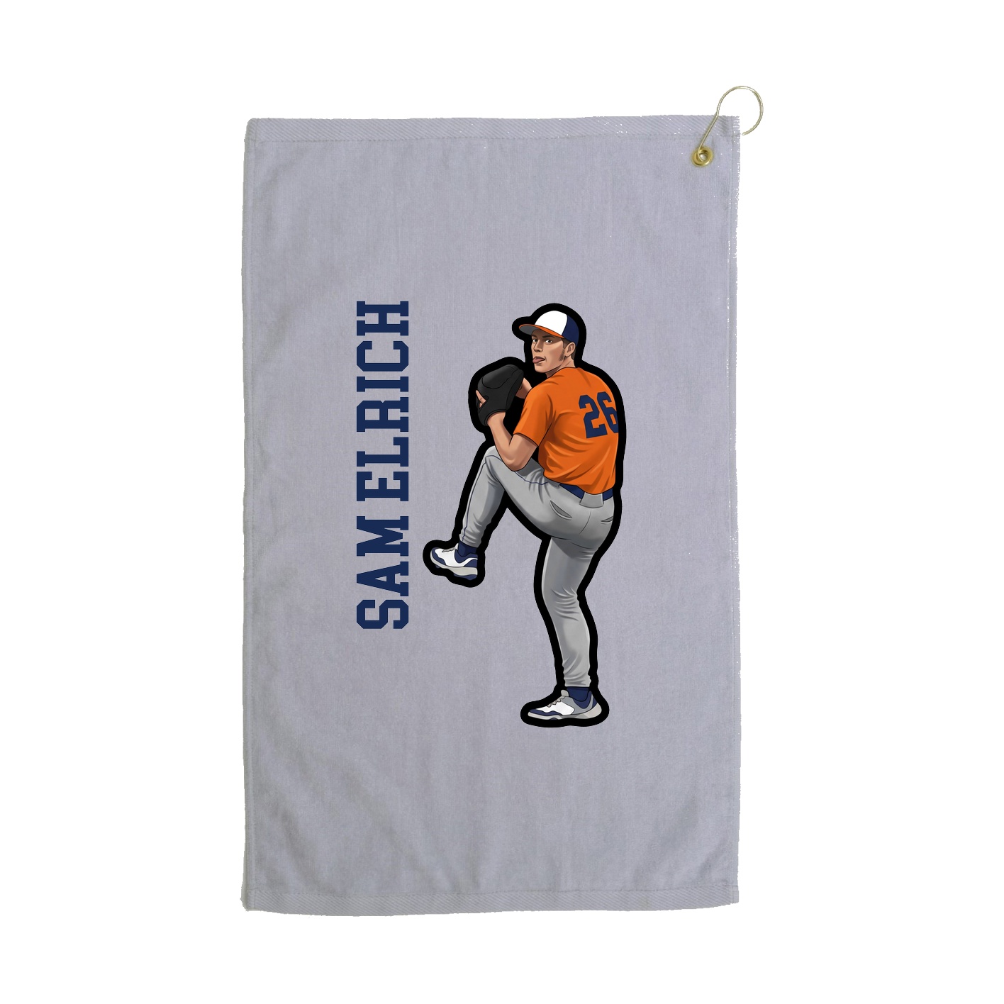 Golf Towel — Name Vertical in Grey