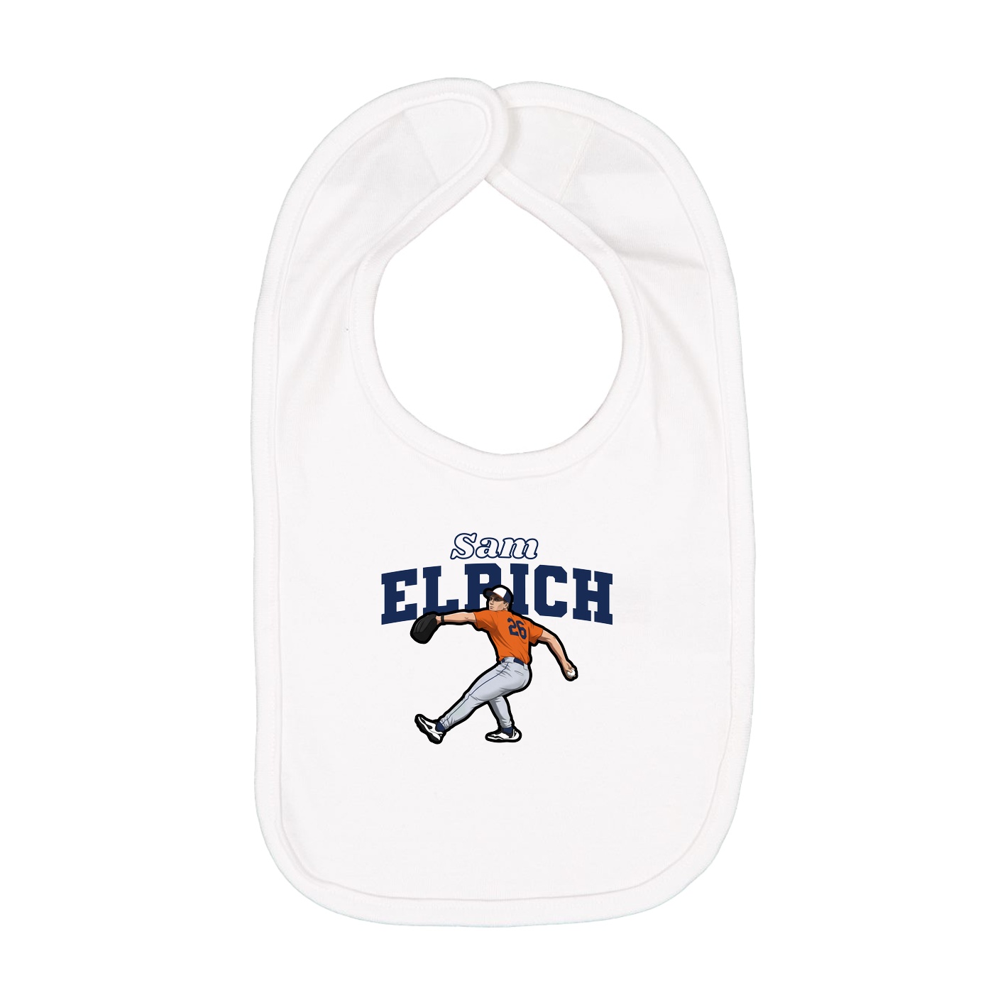 Infant Bib — Name Arch in White