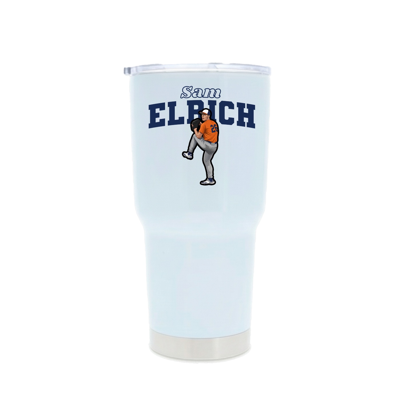 30oz Stainless Steel Tumbler — Name Arch in White