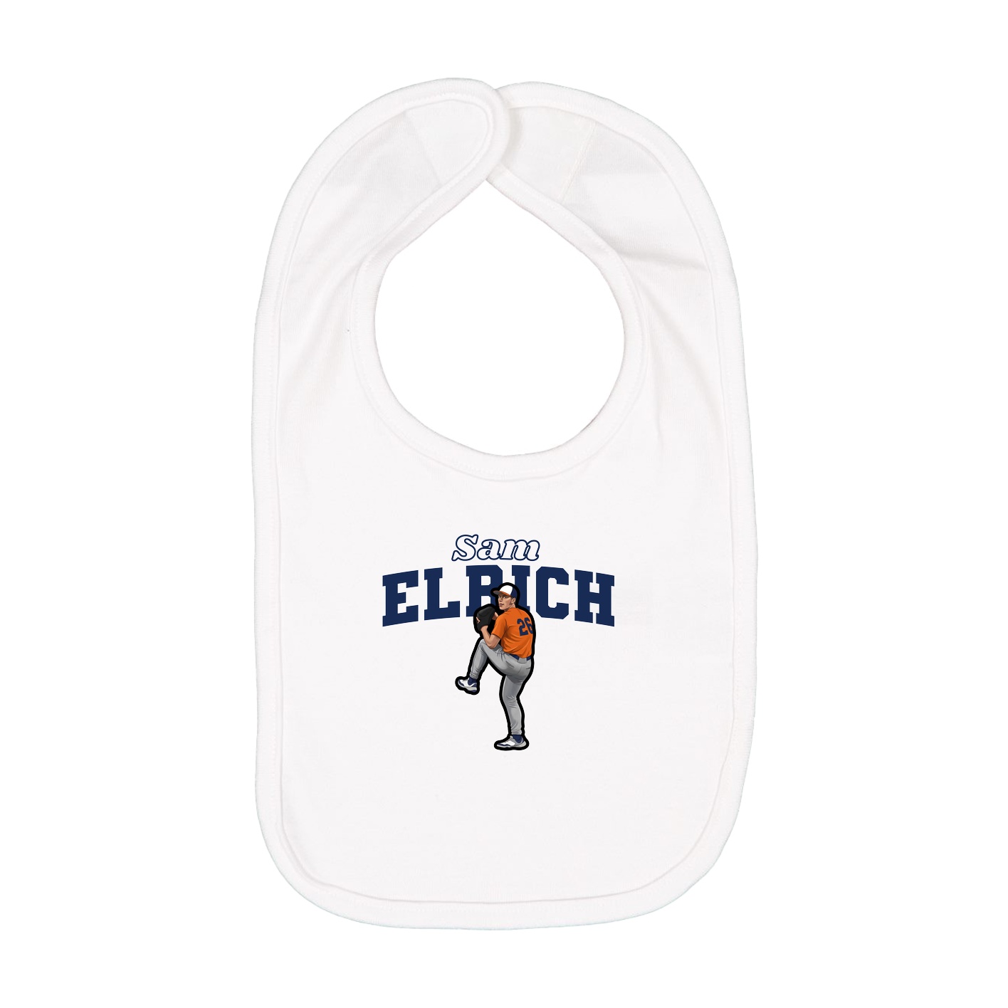 Infant Bib — Name Arch in White