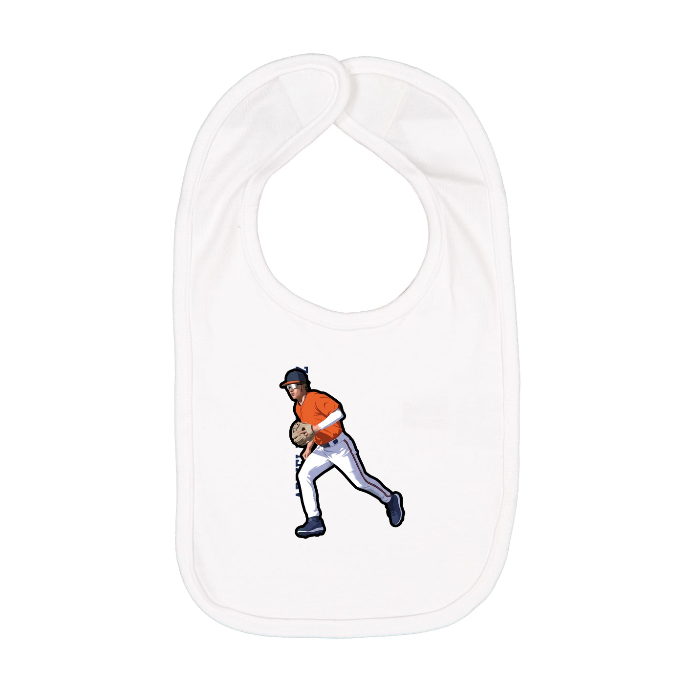 Infant Bib — Name Vertical in White