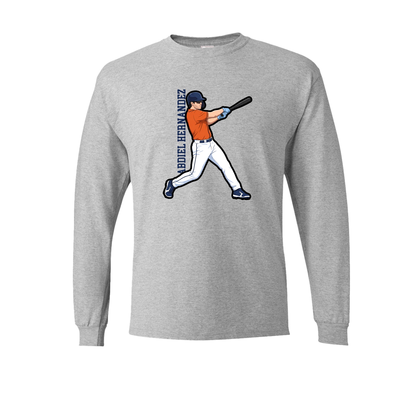 Long Sleeve Tee — Name Vertical in Grey
