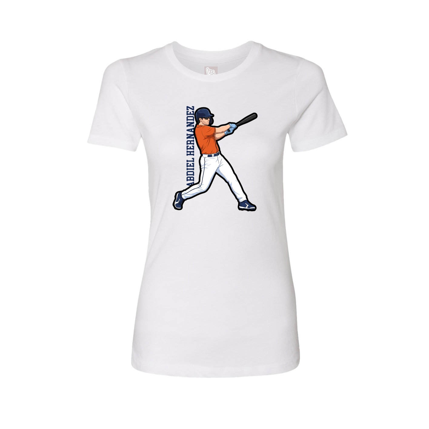 Fitted Women's Tee — Name Vertical in White
