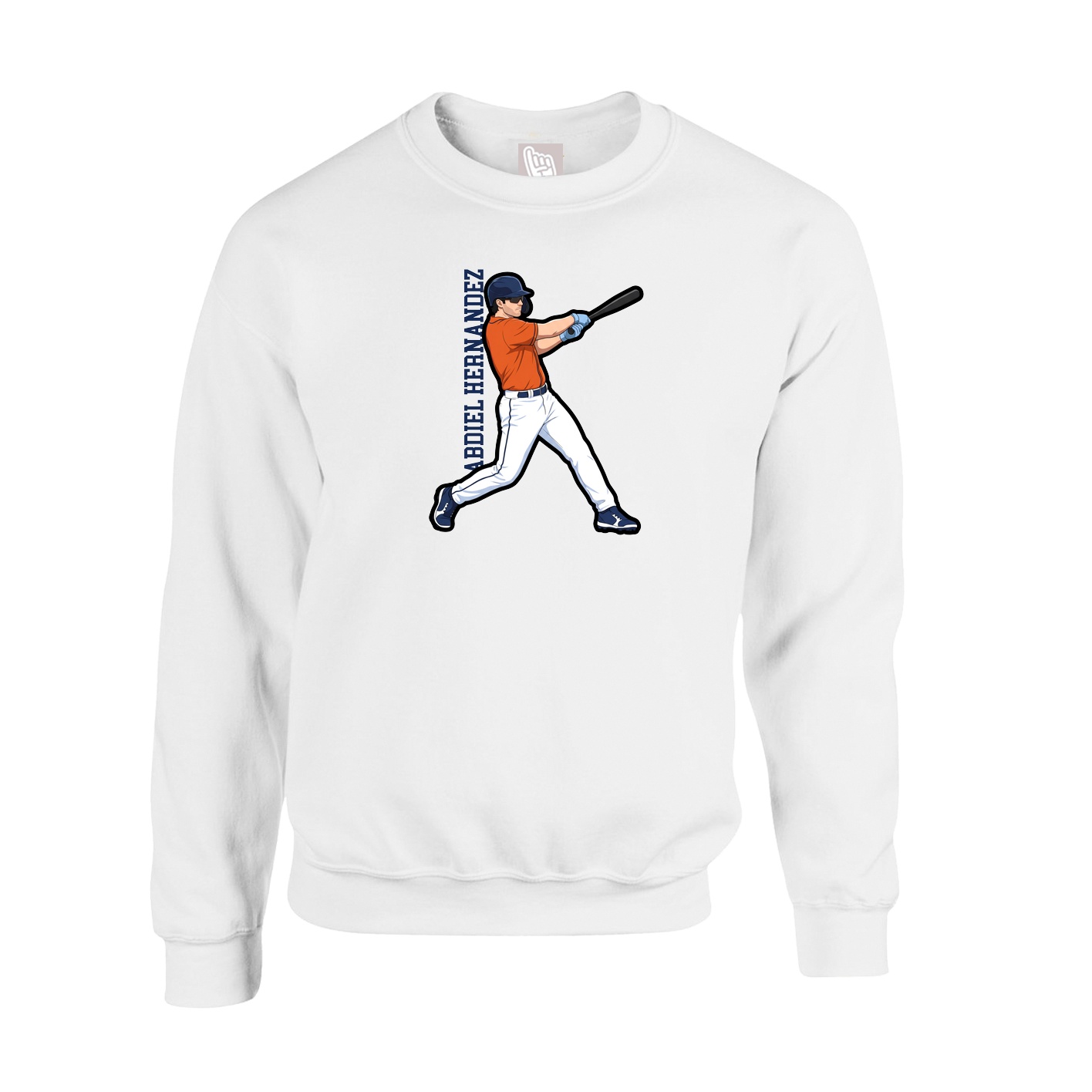 Fleece Crew — Name Vertical in White