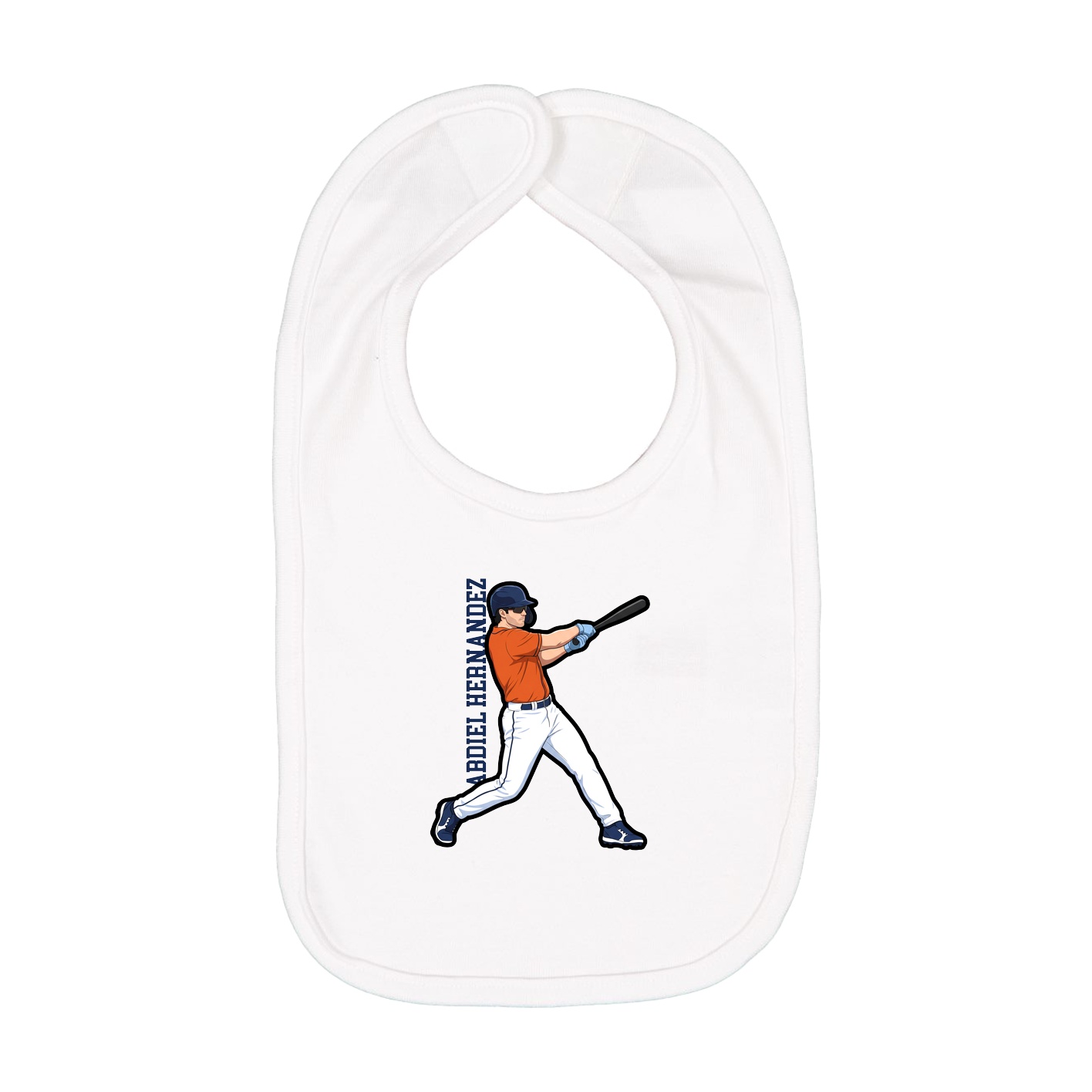 Infant Bib — Name Vertical in White