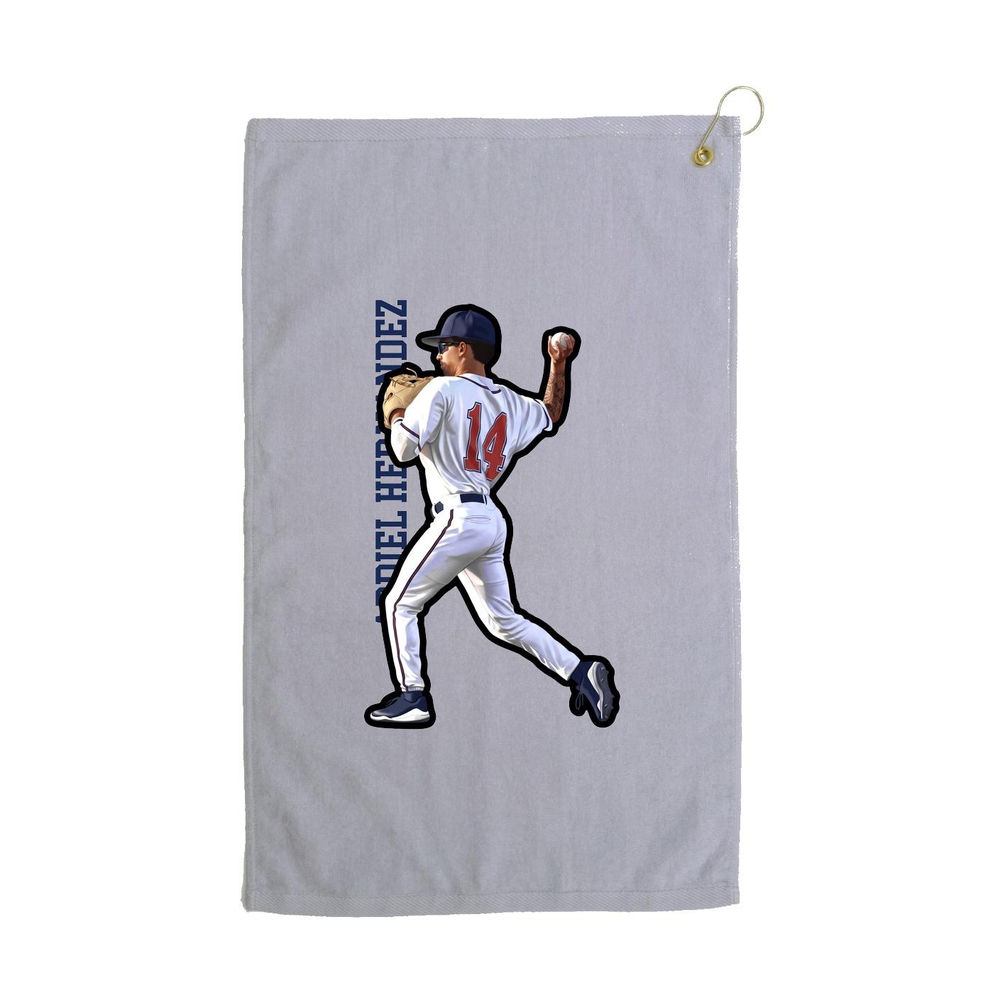 Golf Towel — Name Vertical in Grey