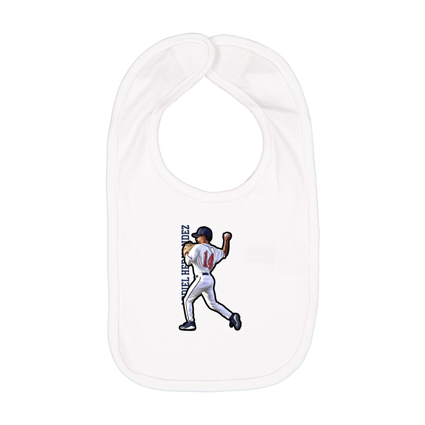 Infant Bib — Name Vertical in White