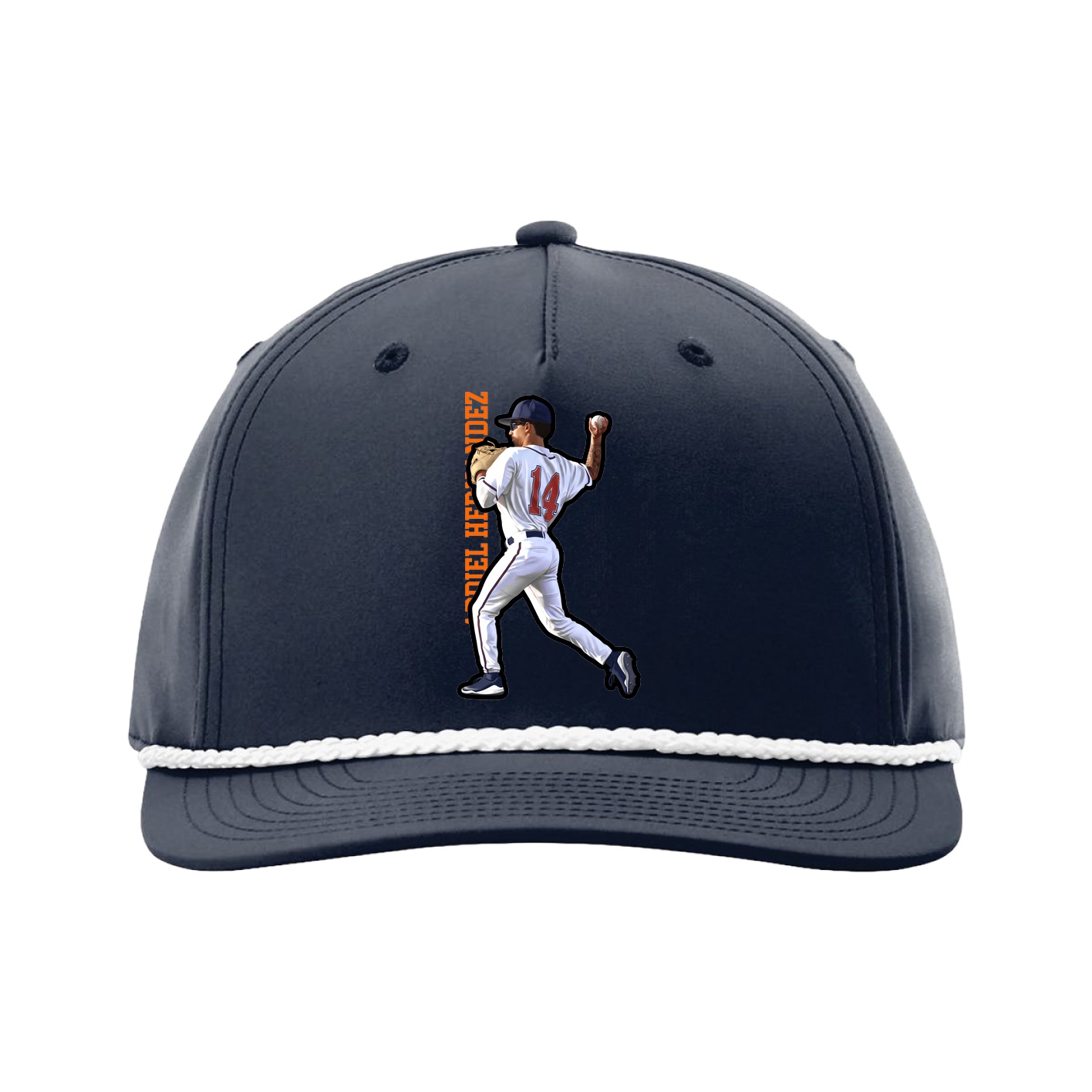 Five-Panel Classic Rope Cap — Name Vertical in Navy
