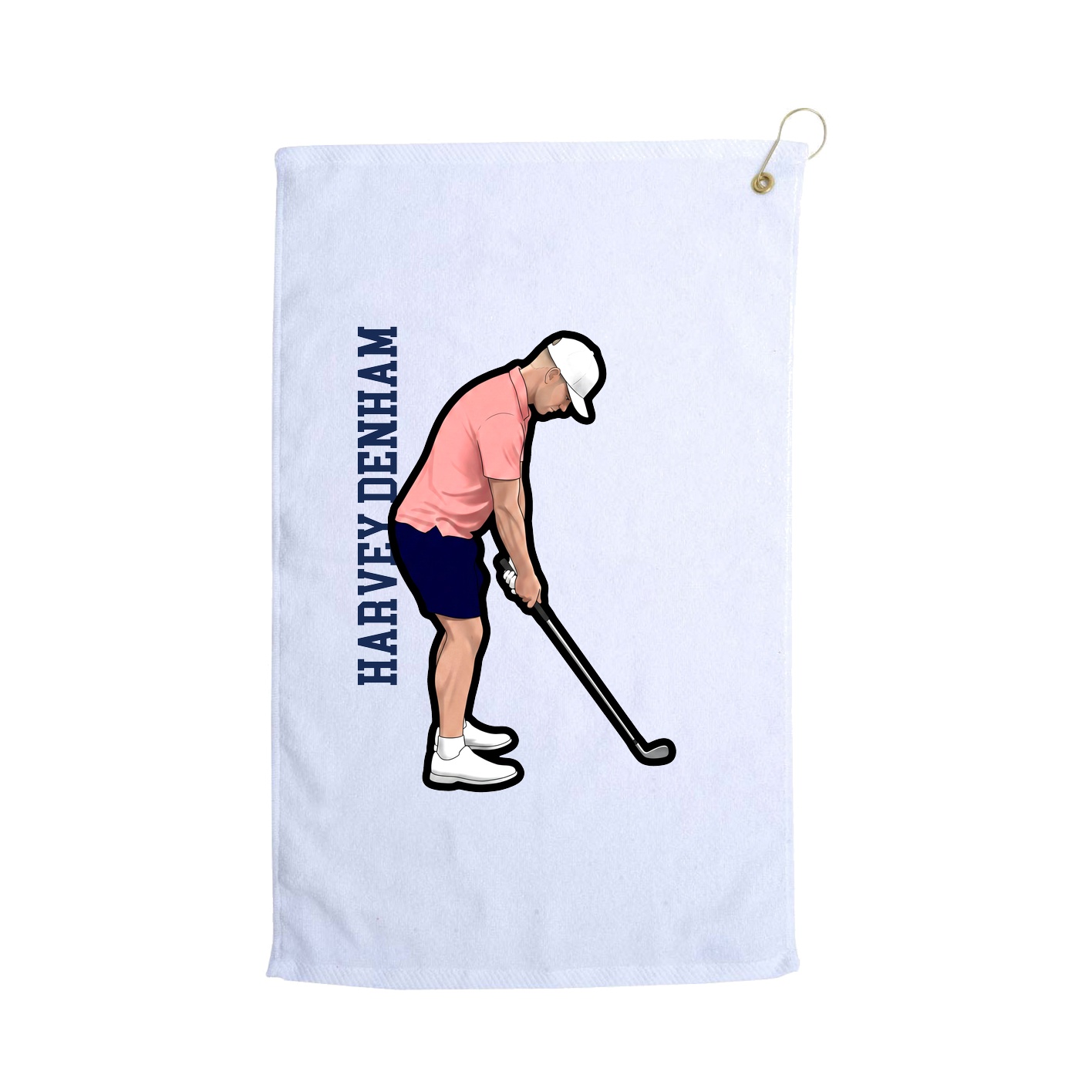 Golf Towel — Name Vertical in White