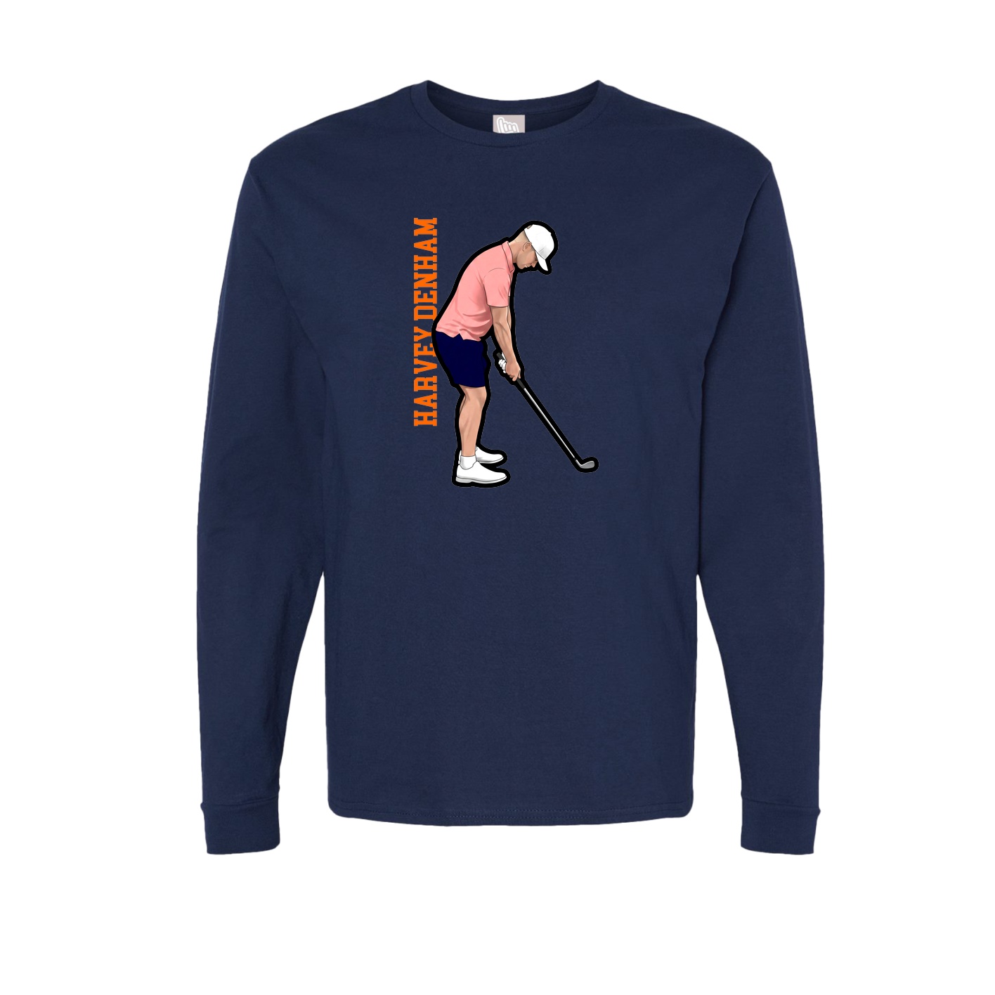 Long Sleeve Tee — Name Vertical in Navy