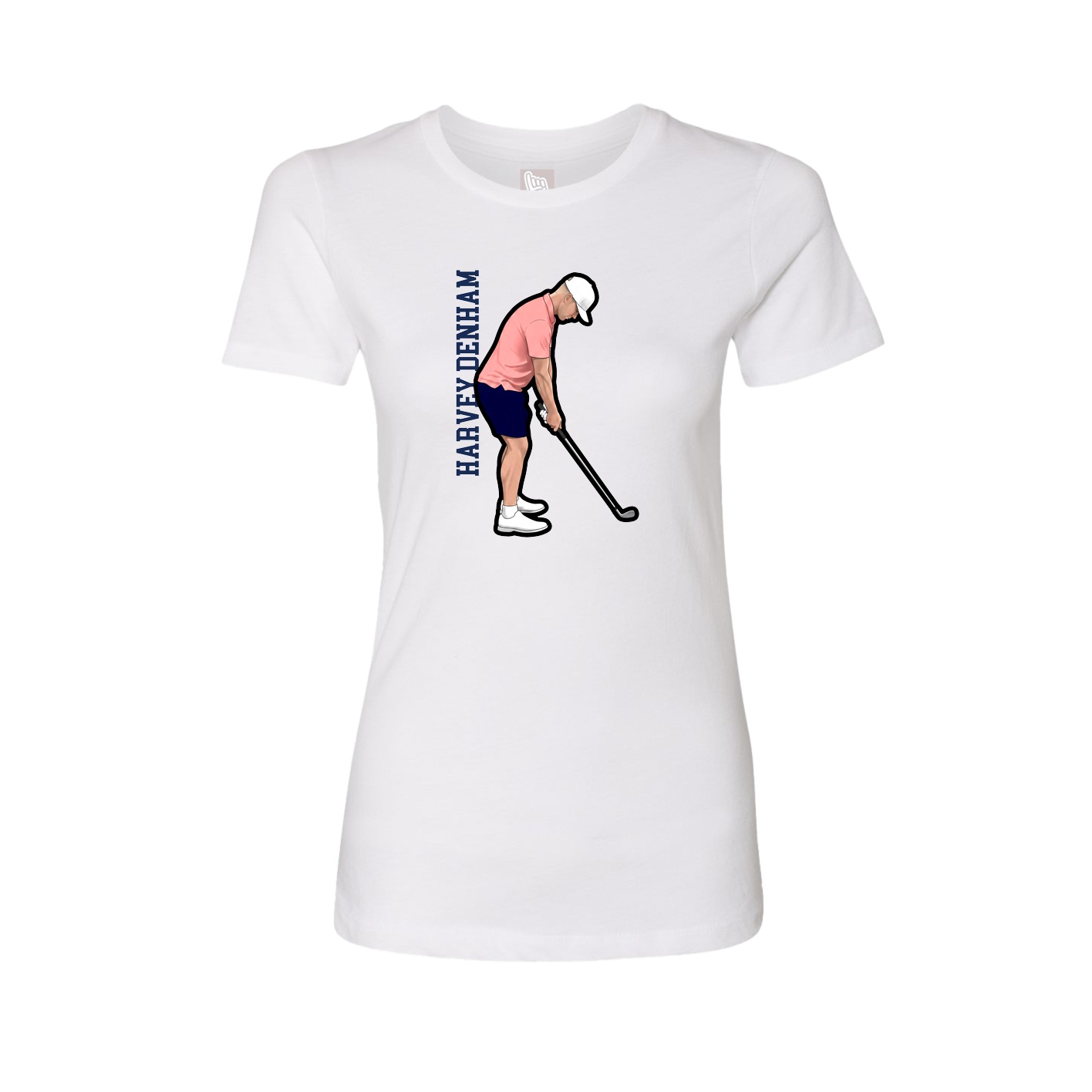 Fitted Women's Tee — Name Vertical in White