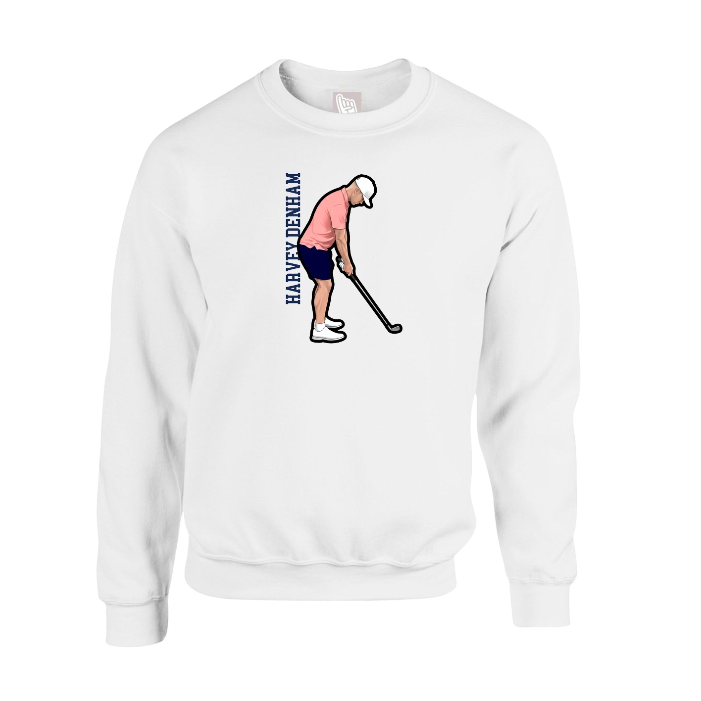 Fleece Crew — Name Vertical in White