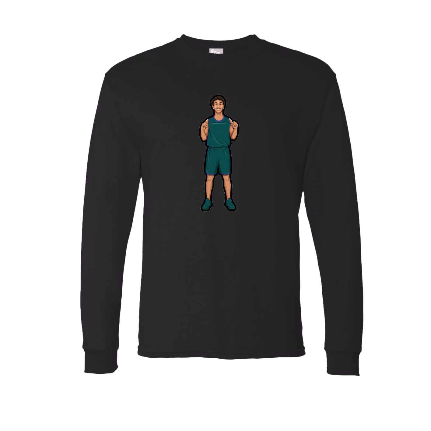 Long Sleeve Tee — Name Vertical in Black