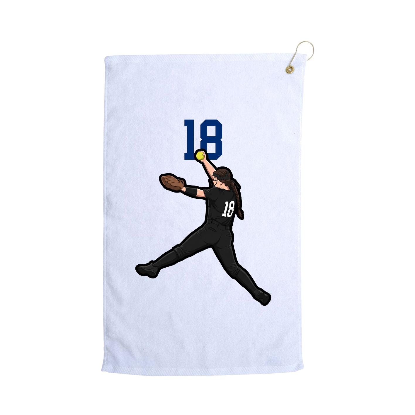 Golf Towel — Number Top in White