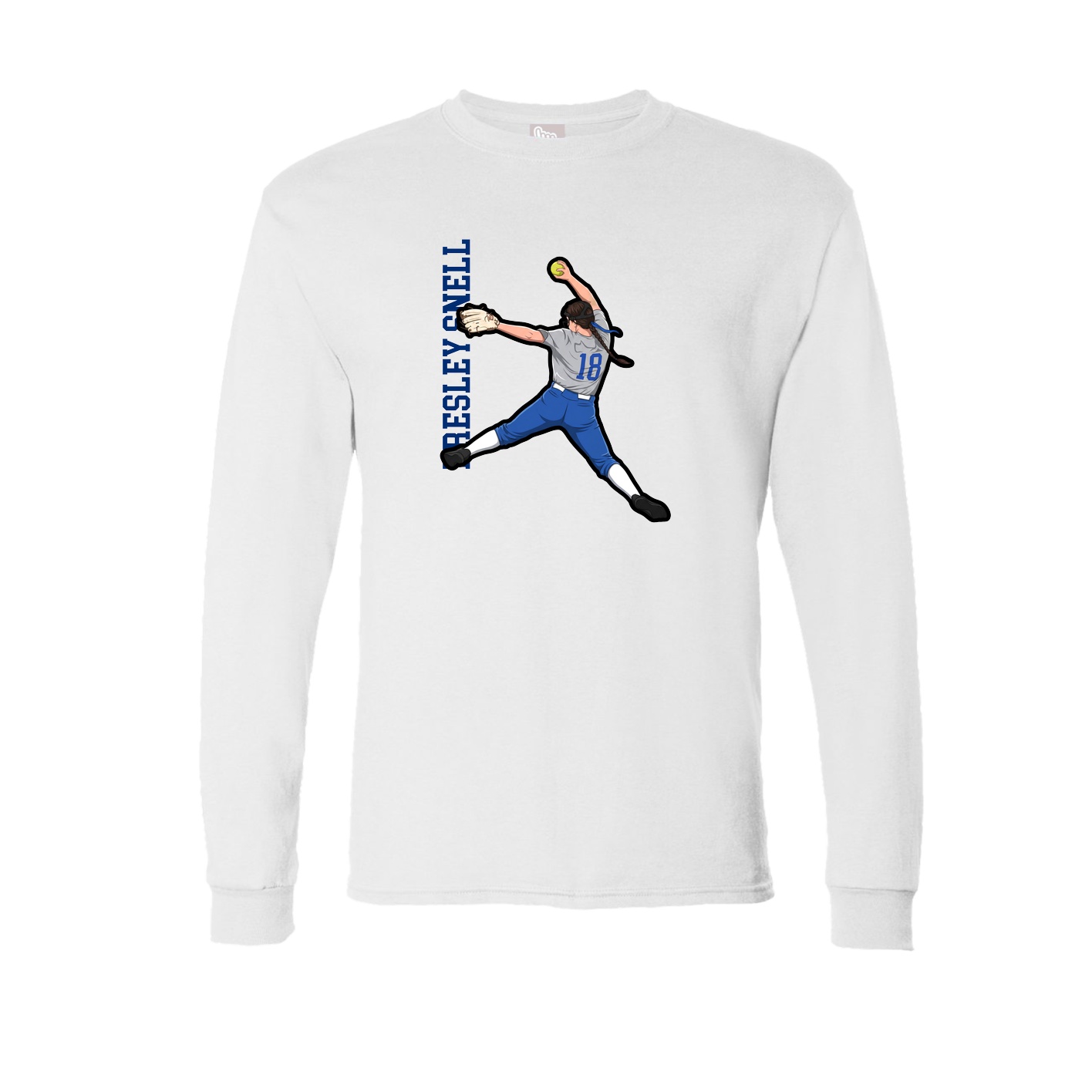 Long Sleeve Tee — Name Vertical in White