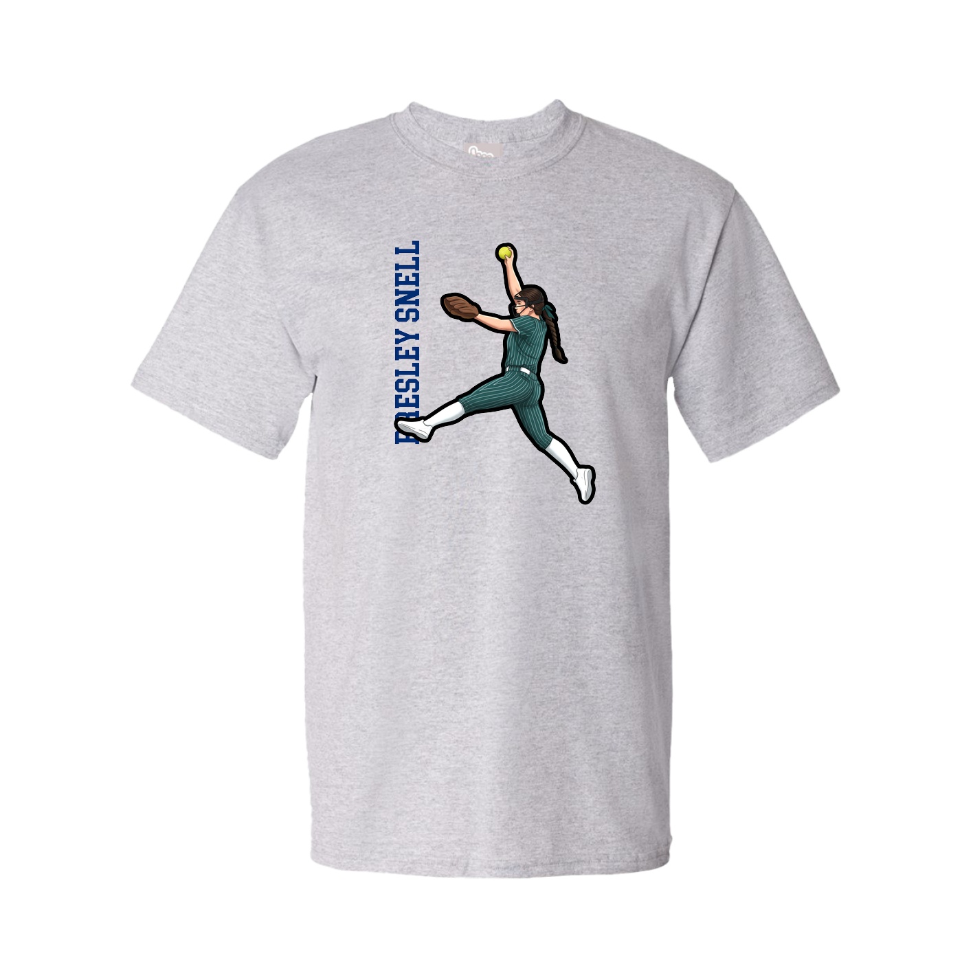 Youth Tee — Name Vertical in Grey