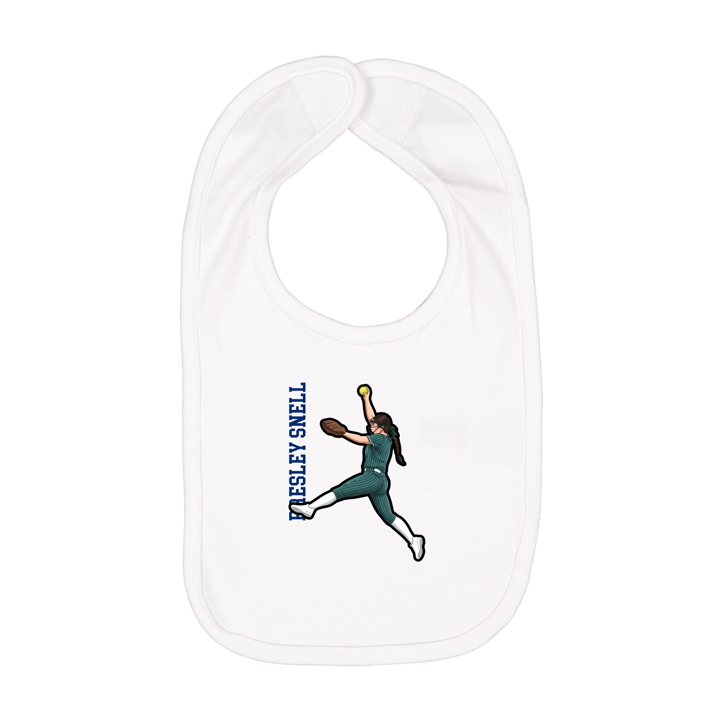 Infant Bib — Name Vertical in White