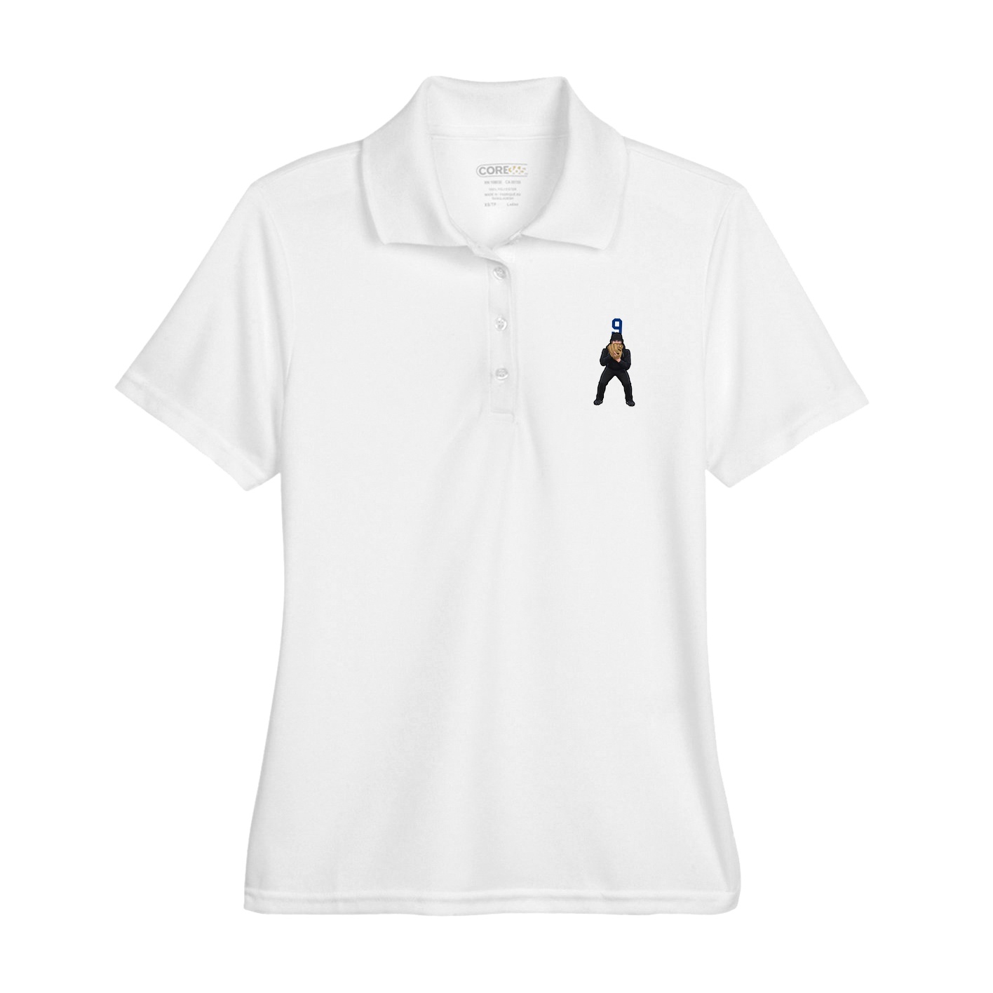 Womens Performance Polo — Number Top in White