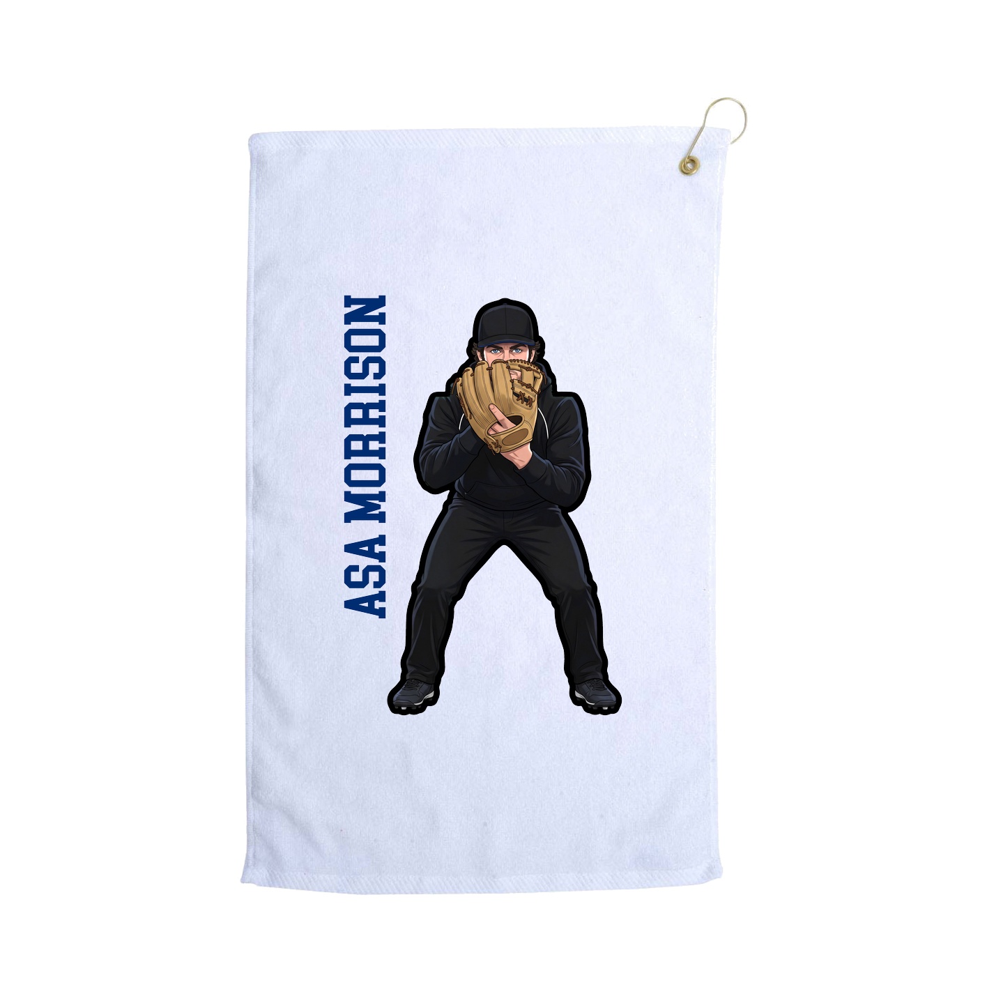 Golf Towel — Name Vertical in White