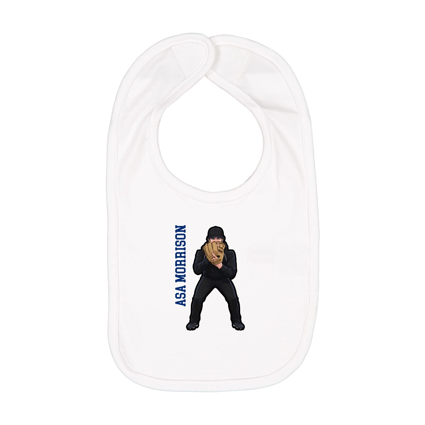 Infant Bib — Name Vertical in White