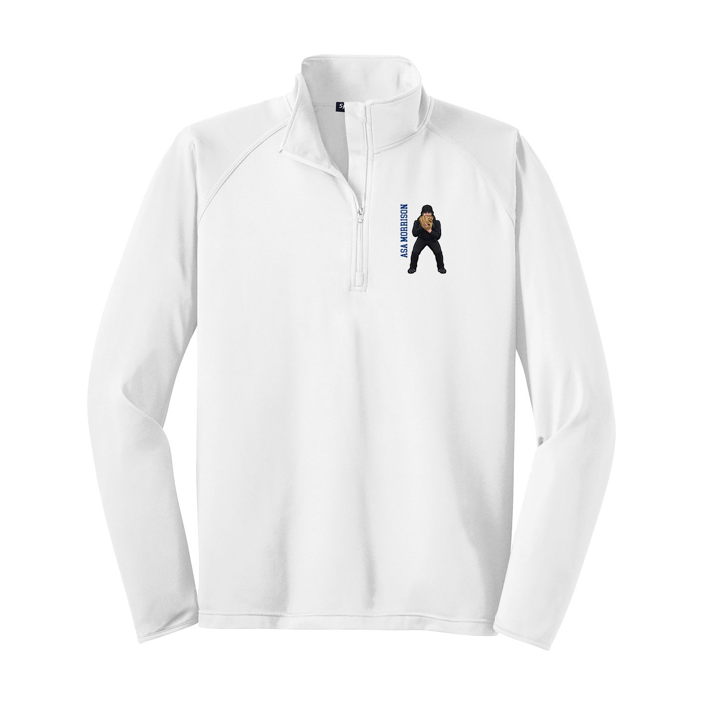 Q-Zip Pullover — Name Vertical in White