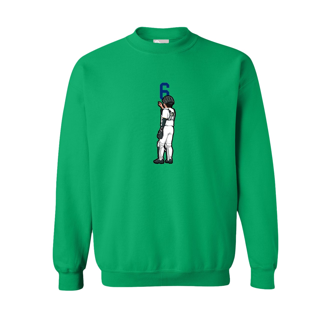 Fleece Crew — Number Top in Green