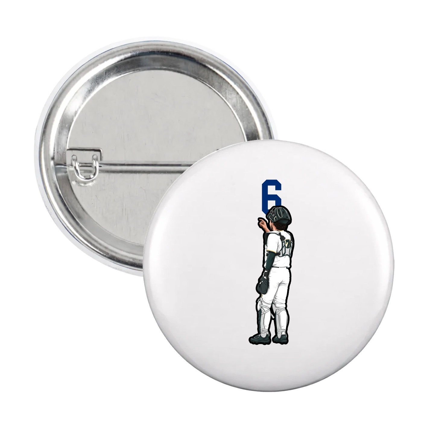 Game Day Button — Number Top in White