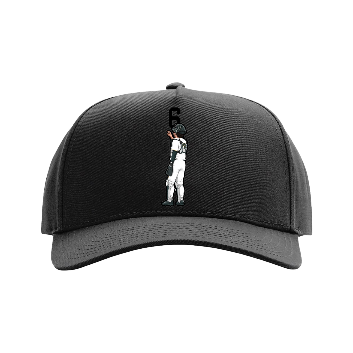 Full Fabric Five-Panel Champ Cap — Number Top in Black